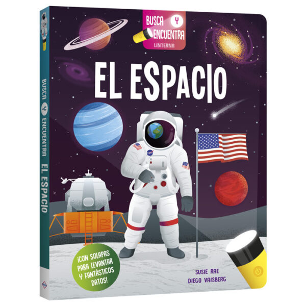 busca y encuentra libro con linterna el espacio